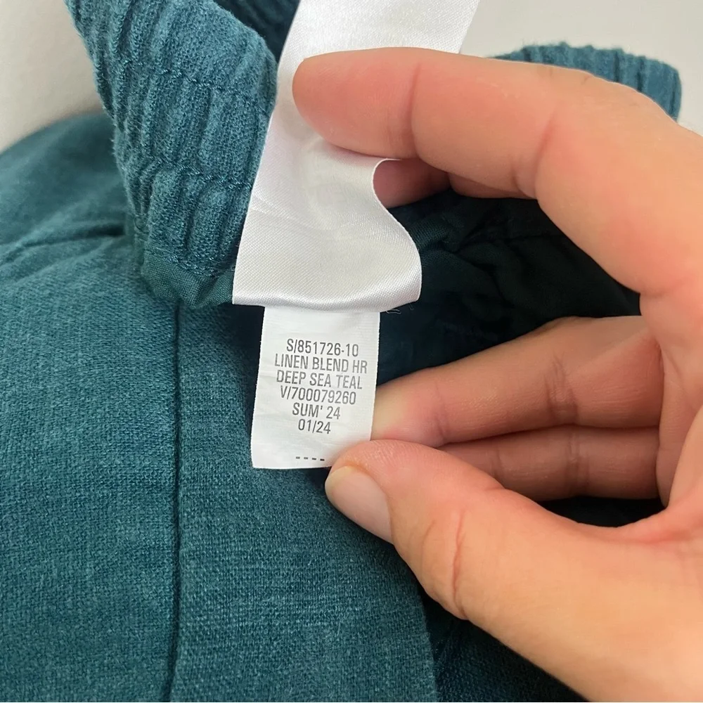 BANANA REPUBLIC Women’s Linen Blend High Rise Wide Leg Crop Pant Teal Medium